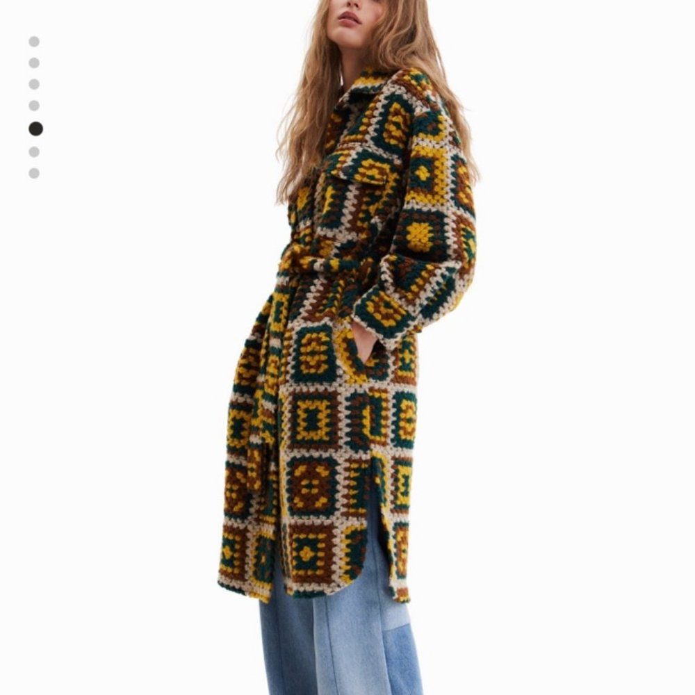 [Nwt] Vintage Unique Crochet-Effect Patchwork Lon… - image 2